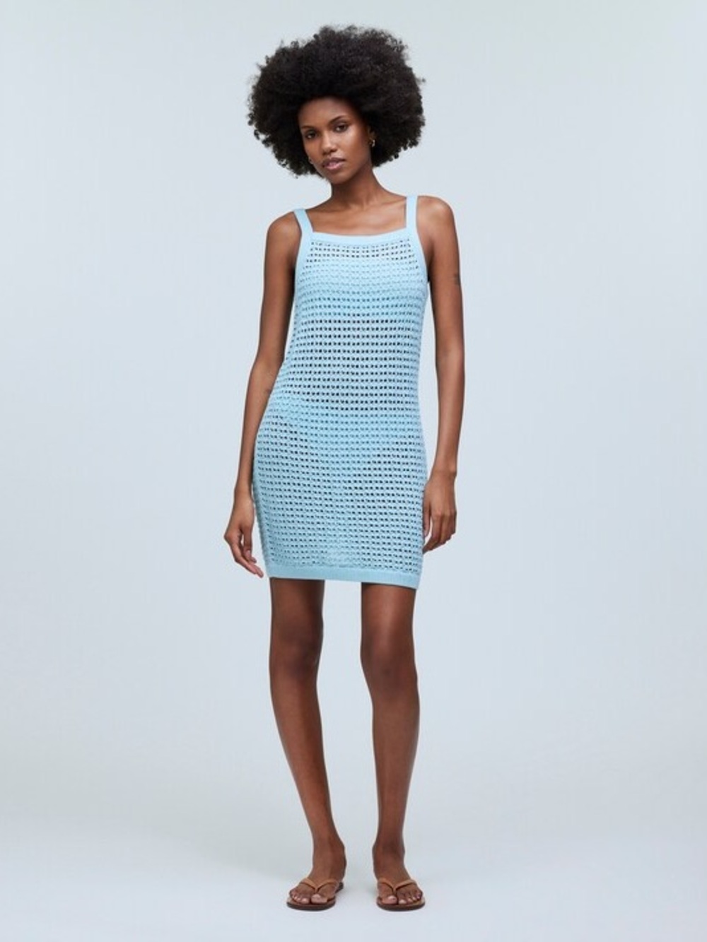 Madewell Blue Heron Cotton Crochet Cutaway Cover-Up Tank Dress XS